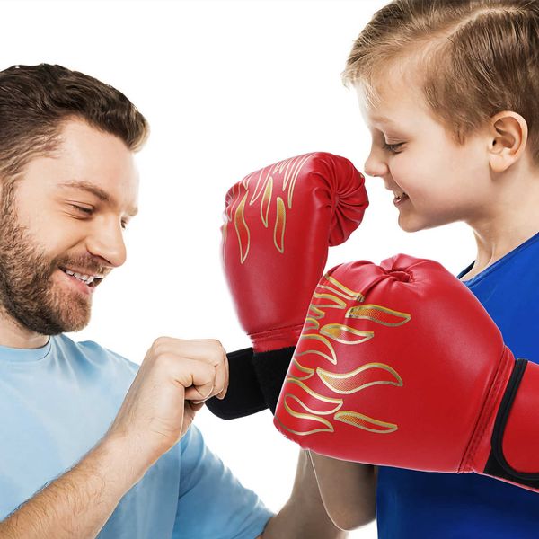 Equipo de protección 1 par de guantes de boxeo para niños Entrenamiento de perforación Cómodo entrenamiento Lucha Ejercicio Mitones Niños Tren Gimnasio Guante Protector de manos HKD230718