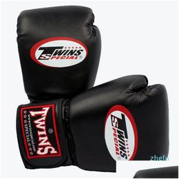 Beschermende uitrusting 10 12 14 Oz Bokshandschoenen Pu Leer Muay Thai Guantes De Boxeo Fight Mma Zandzak Trainingshandschoen Voor Heren Dames Kinderen Otunm