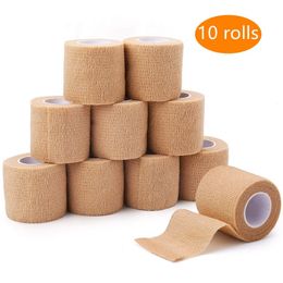 Équipement de protection 10 rouleaux de bandage cohésif auto-adhésif de 5 cm de largeur à usage familial élastoplast imperméable flexible sport ruban extensible 230919