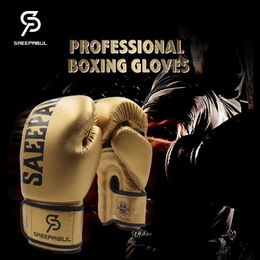 Équipement de protection 3 couleurs Gant de grappin 8 10 12 14 16 oz Gants de boxe professionnels PU Karaté Muay Thai Guantes MMA Sanda Training De Boxeo yq240318