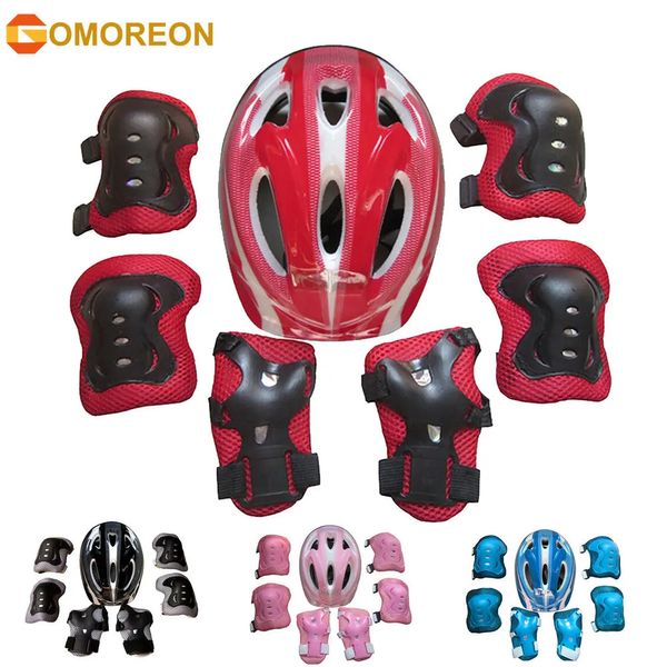 Equipo de protección 7 unids Patinaje sobre ruedas Niños Niño Niña Casco de seguridad Rodillera Conjuntos de almohadillas de codo Ciclismo Skate Bicicleta Scooter Casco Protección Guardia de seguridad 231219