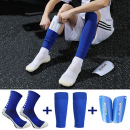 Beschermende uitrusting Een set Hight Elasticiteit Voetbal Shin Guard Sheeves Volwassenen Pads Trusox Anti Slip Socks Legging Cover Sports 230418
