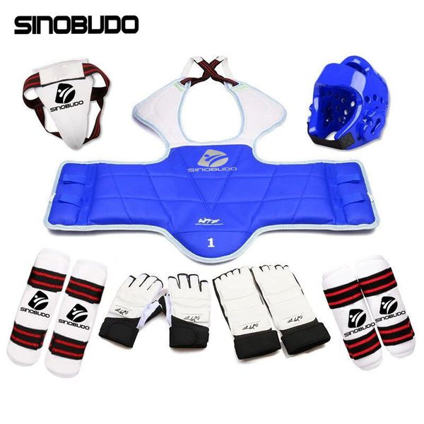 Équipement de protection Adultes Enfants Karaté Poitrine Leg Protector Set WTF Palm Gants Taekwondo Casque Enfants MMA Jockstrap Body Guard Sparring Equipment 230607