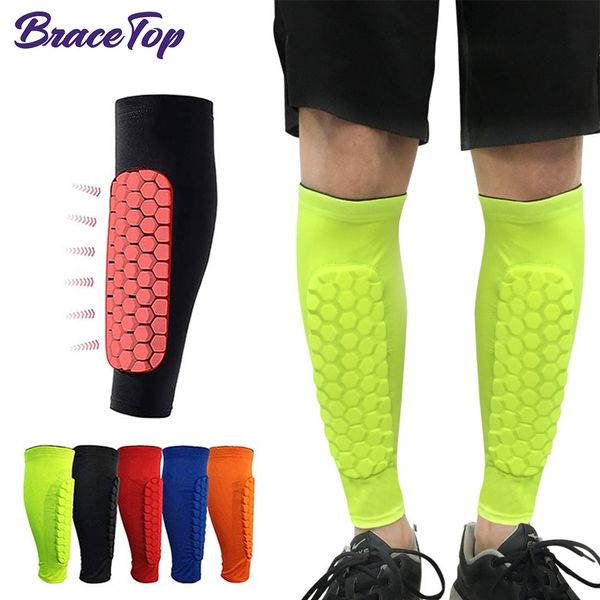 Équipement de protection BraceTop 1 paire de protège-tibias de football pour enfants, jeunes adultes, manchon de compression de mollet avec coussinets en nid d'abeille, support d'attelle de tibia 230215