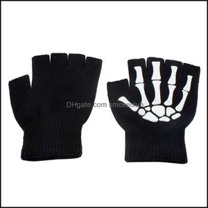 Équipement de protection Cyclisme Sports Outdoorscycling Gants 1 Paire Tricot Femmes Hommes Demi Doigt Squelette Mitaines Chauffe-mains Griffe Unisexe Goutte