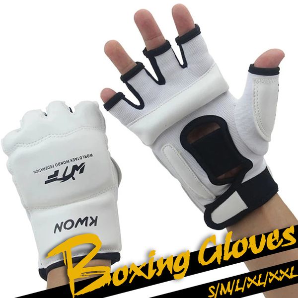 Équipement de protection GOBYGO demi-doigt gants de boxe en cuir PU MMA combat coup de pied karaté Muay Thai entraînement entraînement enfants hommes 230413