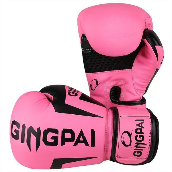 Equipo de protección Buena calidad Negro Adulto Kick Boxing Guantes Muay Thai Luva De Boxe Entrenamiento Lucha Hombres Mujeres Guantes de boxeo Grappling MMA Glove HKD230718