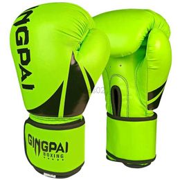 Équipement de protection Bonne qualité Gants de boxe adultes colorés en cuir Luva De Boxe pour l'entraînement combat Sanda Muay Thai femmes/hommes Grappling MMA yq240318