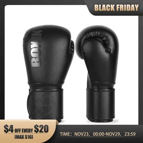 Equipo de protección Guantes de kick boxing para hombres y mujeres PU Karate Muay Thai Guantes De Boxeo Lucha libre MMA Sanda Entrenamiento Adultos Equipo para niños Negro HKD231123