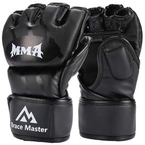 Equipo de protección Guantes de boxeo profesionales MMA de medio dedo Guantes de entrenamiento de Muay Thai de lucha Sanda engrosados Accesorios de entrenamiento de boxeo yq240318
