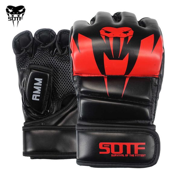 Equipo de protección SUOTF Black Fighting MMA Boxeo Deportes Guantes de cuero Tiger Muay Thai caja de lucha mma guantes boxeo sanda guantes de boxeo almohadillas HKD230718