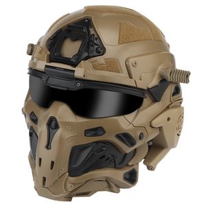 Beschermende uitrusting Tactische helm met volledige afdekking en masker Veiligheid Jachtuitrusting Militair Schieten Beschermende helmen Airsoft Paintball Cs Training 230530 230530