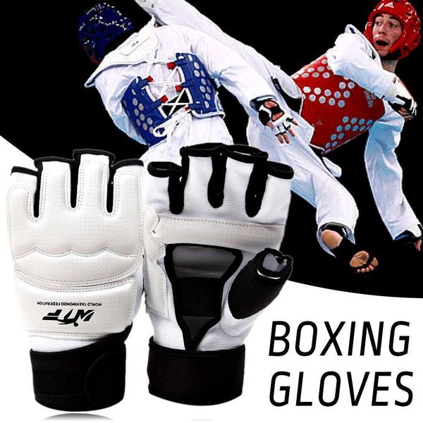 Équipement de protection Gant de Taekwondo Gants de boxe demi-doigt Sac de sable de boxe Gant de protection d'entraînement pour équipement de protection des mains de remise en forme HKD231123