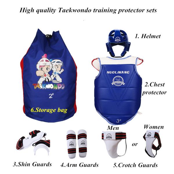 Équipement de protection Taekwondo Casque de protection Écran facial Plaque de poitrine Bras Tibia Entrejambe Protège-mains et pieds pour l'entraînement quotidien Protecteur 230607