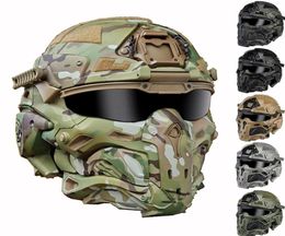 Masque tactique de l'équipement de protection Wronin avec casque rapide et lunettes tactiques Airsoft Hunting Motorcycle Paintball Cosplay PR1454153