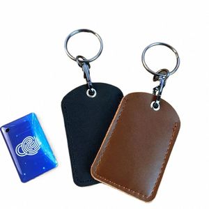 Beschermende ID-kaart Case Sleutelhanger Acc Bag Key Tag Ring Koe Lederen Kaarthouder Sleutelhanger Sleutelhanger Deurslot Acc Tags 5 Kleur h7S1 #