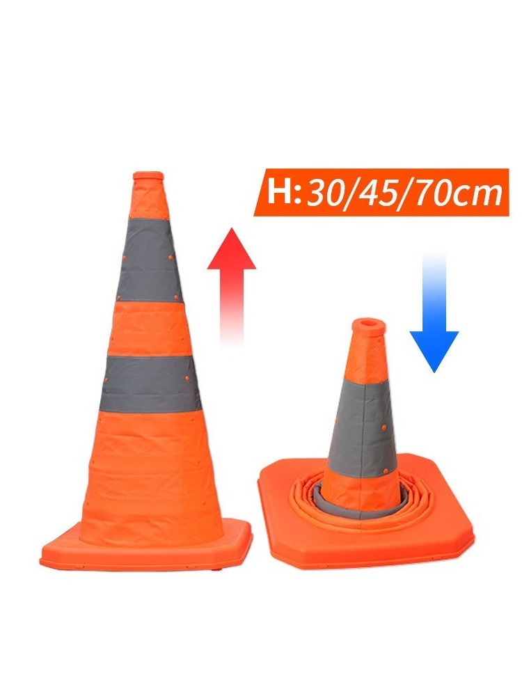 Protective Marking Telescopic Foldable Cone Barricades Sign Reflective Traffic Facilities LED Warning Light For Car