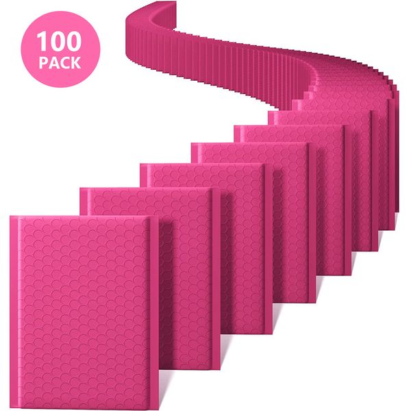 Emballage de protection 100pcs Rose Bubble Mailer Enveloppes postales rembourrées Poly pour Rembourrage de sac auto-scellant 230706