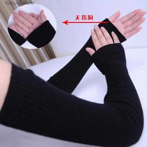 Mangas protectoras 40/50/60 cm Calentadores de brazo de cachemira más largos Guantes de mujer Venta caliente Diseño largo Lana Cálida Antumn / Invierno Manga para mujer L240313