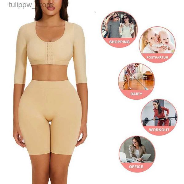 Mangas protectoras Shaper de brazo Manga superior Top de compresión Mujeres Push Up Mama Post Cirugía Cierre frontal Sujetador Fajas Soporte de espalda Tops recortados 231202 L240312