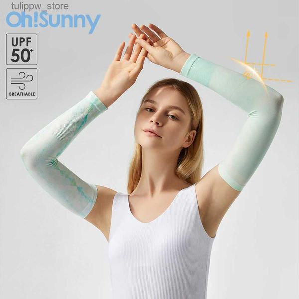 OhSunny Couple Refroidissement Bras Manches Imprimer Doux Respirant Extensible Anti-UV Protection Solaire Conduite Cyclisme Tatouages Couverture L240312