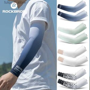 ROCKBROS – manchons de bras de vélo en soie glacée, Protection solaire UV d'été, manchettes de sécurité sportive pour hommes et femmes, vtt, cyclisme sur route, manches de vélo L240312