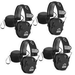Beschermer 4 stcs Tactische elektronische schietpartijen Earmuff Outdoor Sport Antinoise Headset Impact geluidsversterking Hoorzitting met case