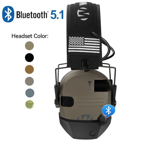 Protecteur Tactical Electronic Shooting Earmuff Outdoor Sports Antitinise Headset Sound Amplification Hearing with 5.1 Bluetooth Adapter