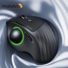 ProtoArc EM01 souris trackball sans fil Bluetooth souris ergonomique rvb Rechargeable 24G pour ordinateur PC iPad Mac Windows 231228