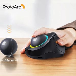 ProtoArc EM03 Souris Trackball Bluetooth sans fil Rechargeable Ergonomique RVB Rétroéclairé Souris Rollerball pour Windows Mac iPad 240314