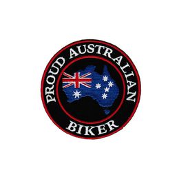 TROTS AUSTRALIAN BIKER Geborduurde Patch Ijzer Op Naai Voor Biker Kleding Jas 244E