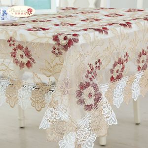 Trotse rose geborduurde tafelkleed kant tafelkleed voor rechthoekige tafel mode bruiloft decoratie ronde tafel cover T200707