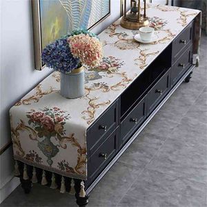 Fier Rose Européenne TV Cabinet Couverture Tissu Gland Nappe Chemin De Table Ménage Arche Antipoussière Commode 210709