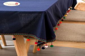 Trotse rose marineblauwe tafelkleed tafellaken katoenen linnen tafelkleden creatief kwastje tafelkleed tafel omslag bruiloft decoratie T205266737