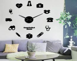 Fier d'être une infirmière 3D bricolage muet effet miroir horloge murale pharmacie hôpital mur Art décor horloge montre cadeau pour médecin infirmière Y207144240