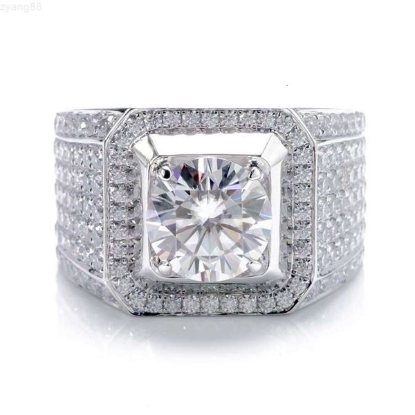 Anillo de bodas de diamantes Moissanite de 3 quilates en oro blanco estilo provenzal de 18 quilates para hombres