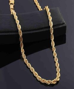 Provence ketting ketting vaste goud 18k diamant gesneden touwketting 18inch 1 45 mm gele touwketen voor sieraden Making 261F4324627