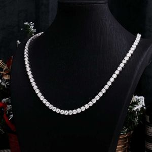 Provence Gem 10K/14K Solid Gold Def Color 3mm Moissanite Tennis Chain Necklace for Women and Man Party Gifts