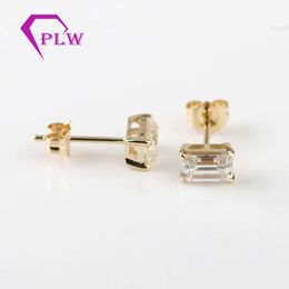 Bijoux Provence Moissanite, réglage à griffes pointues, 5x7mm, 1carat, boucles d'oreilles taille émeraude, or jaune 18 carats