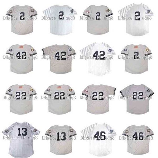 Proword Air01 1999 Rétro 2 DEREK JETER Jersey 13 Alex Rodriguez 42 Mariano Rivera 22 Roger Clemens 46 Andy Pettitte 2001 WS Maillots de baseball vintage