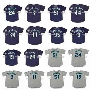 Proword Air01 1999 Rétro 24 Ken Griffey Jr. Jersey 3 Alex Rodriguez 44 Mike Cameron 51 Randy Johnson 34 Rickey Felix Hernandez 11 Edgar Martinez 29 Bret