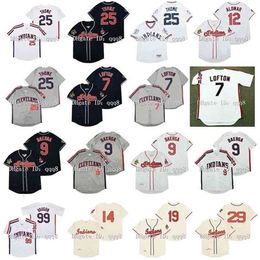 Proword Air01 19Air01 Maillot vintage 9 Ricky Vaughn 7 Kenny Lofton 12 Roberto Alomar 14 Larry Doby 19 Bob Feller 25 Jim Thome 9 Carlos Baerga 29 Satchel