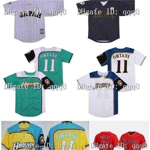 Proword Air01 Topkwaliteit Japan Samurai 16 Shohei Ohtani Jersey Zwart Wit Gestreepte Pinstriped Hokkaido Nippon Ham Fighters Jersey Film 100% gestikt