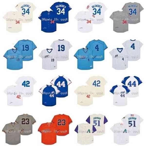 Proword Air01 Vintage 1981 Fernando Valenzuela Jersey 42 Jackie Robinson 51 Randy Johnson 44 Hank Aaron 23 Kirk Gibson 17 Denny McLain 4 Paul Molitor 19