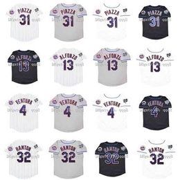 Proword Air01 Vintage 2000 Maillot de baseball Mike Piazza 13 Edgar Alfonzo 4 Robin Ventura 32 Mike Hampton Blanc Gris Noir Maillots