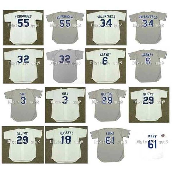 Proword Air01 Vintage LA Jerseys 55 OREL HERSHISER 34 Fernando Valenzuela 32 Sandy Koufax 6 STEVE GARVEY 23 KIRK GIBSON 16 HIDEO NOMO Blanco Gris Béisbol