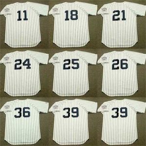 Proword C202 Hommes 11 CHUCK KNOBLAUCH 36 DAVID CONE 25 JOE GIRARDI 18 SCOTT BROSIUS 21 PAUL 24 TINO MARTINEZ 1983 Maillot de baseball à domicile