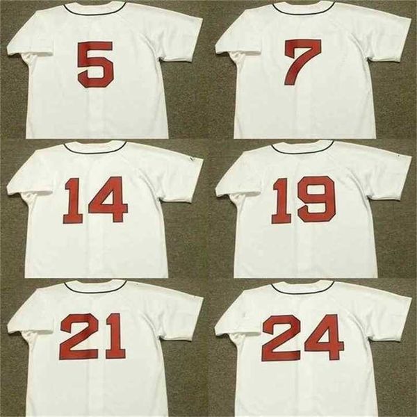 Proword C202 hommes 5 LOU BOUDREAU 7 AL ROSEN 14 LARRY DOBY 19 BOB FELLER 29 SATCHEL PAIGE 21 BOB LEMON 24 Maillot de baseball précoce