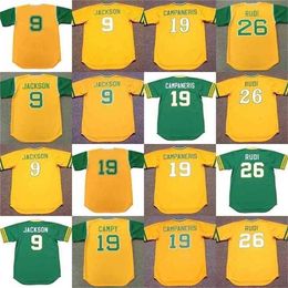 Proword C202 hommes 9 REGGIE JACKSON 19 BERT CAMPANERIS 26 JOE RUDI 1972 maillot de Baseball