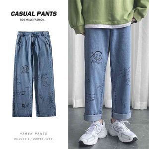 Prowow Korean Fashoins Jeans Pantalons Hommes 2021 Vintage Pantalon droit Hip Hop Streetwear Harem Pantalon Harajuku Baggy Hommes Jeans 210331